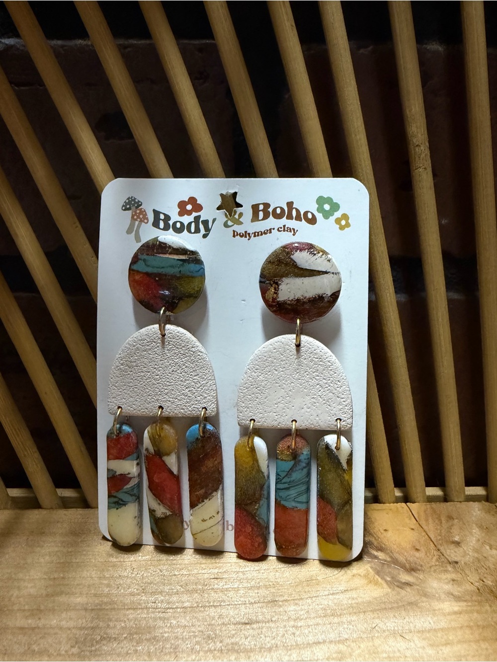 Body & Boho Multicolor Polymer Clay Fringe Earrings
